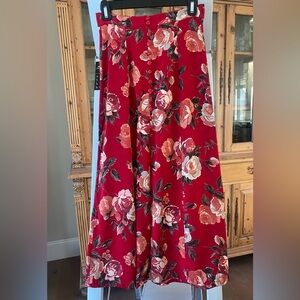 Vintage 90s Express floral maxi/midi skirt made in USA , red size M